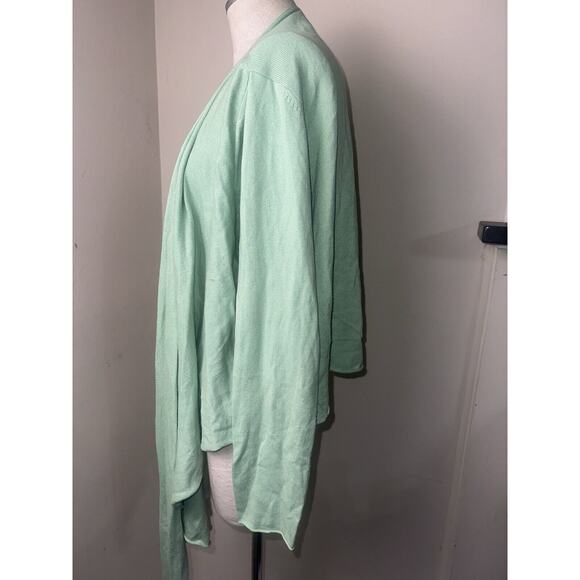 Eileen Fisher Women Green Open Front Hi-Lo Cardigan Sweater Silk Cashmere Sz L - Picture 4 of 12